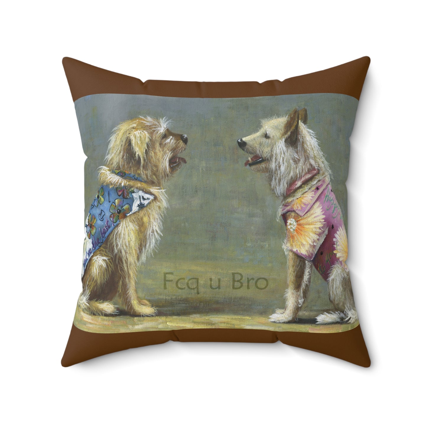 Dog lovers, confrontation (Adult Humor) - Square Pillow by artist Marie Frederique