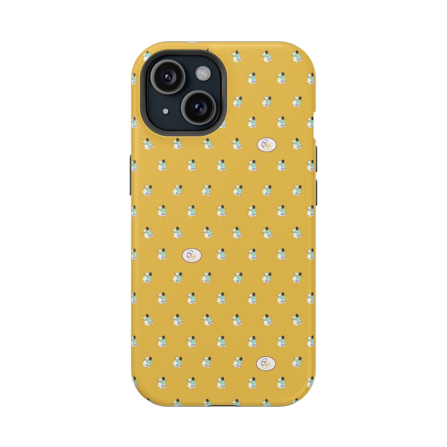 CTS Gold - repeat pattern boy and dog, Impact-Resistant Phone Cases by artist Marie Frederique