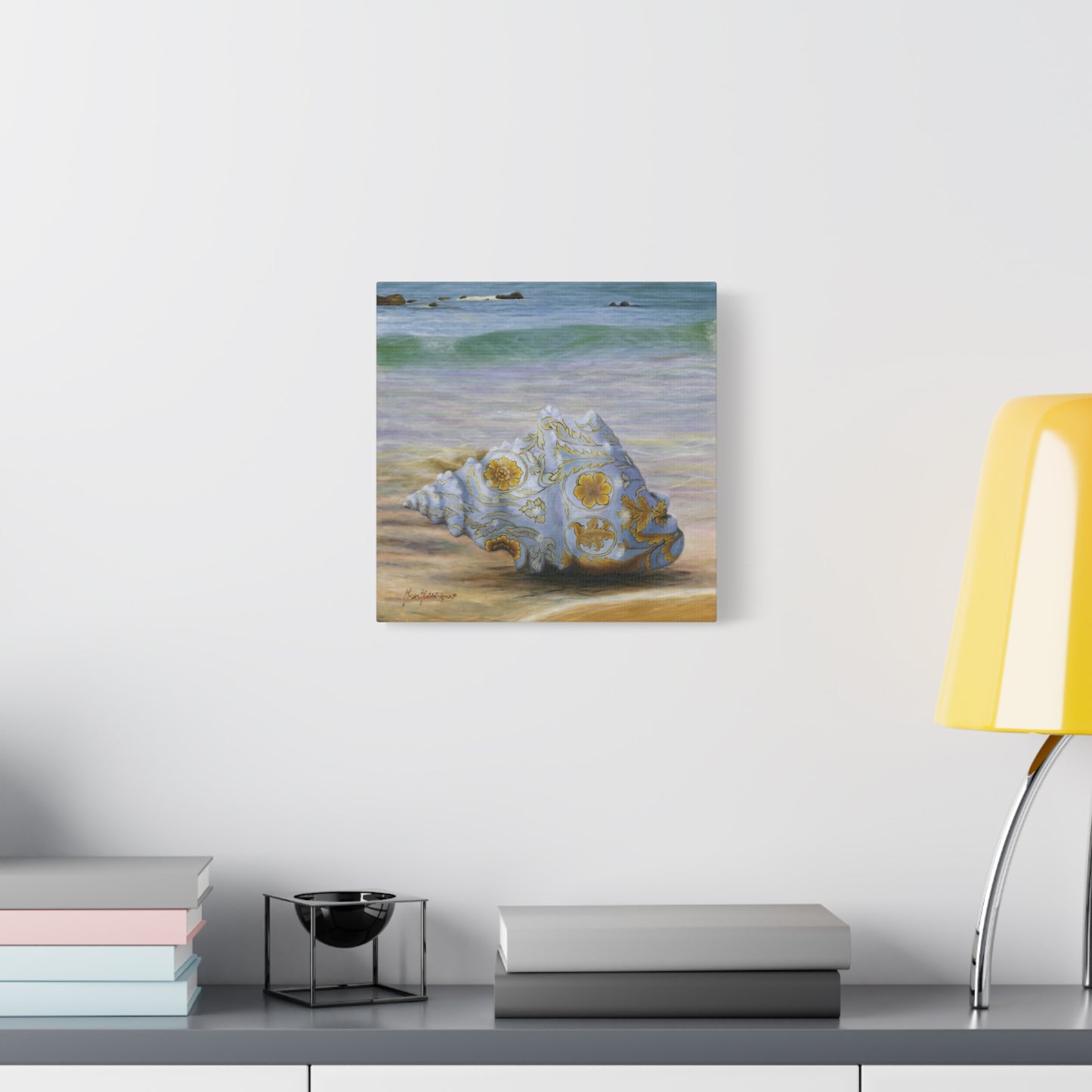 Ocean Tapestry I, Ornate Seashell Beach Canvas – Elegant Coastal Wall Art by artist Marie Frederique