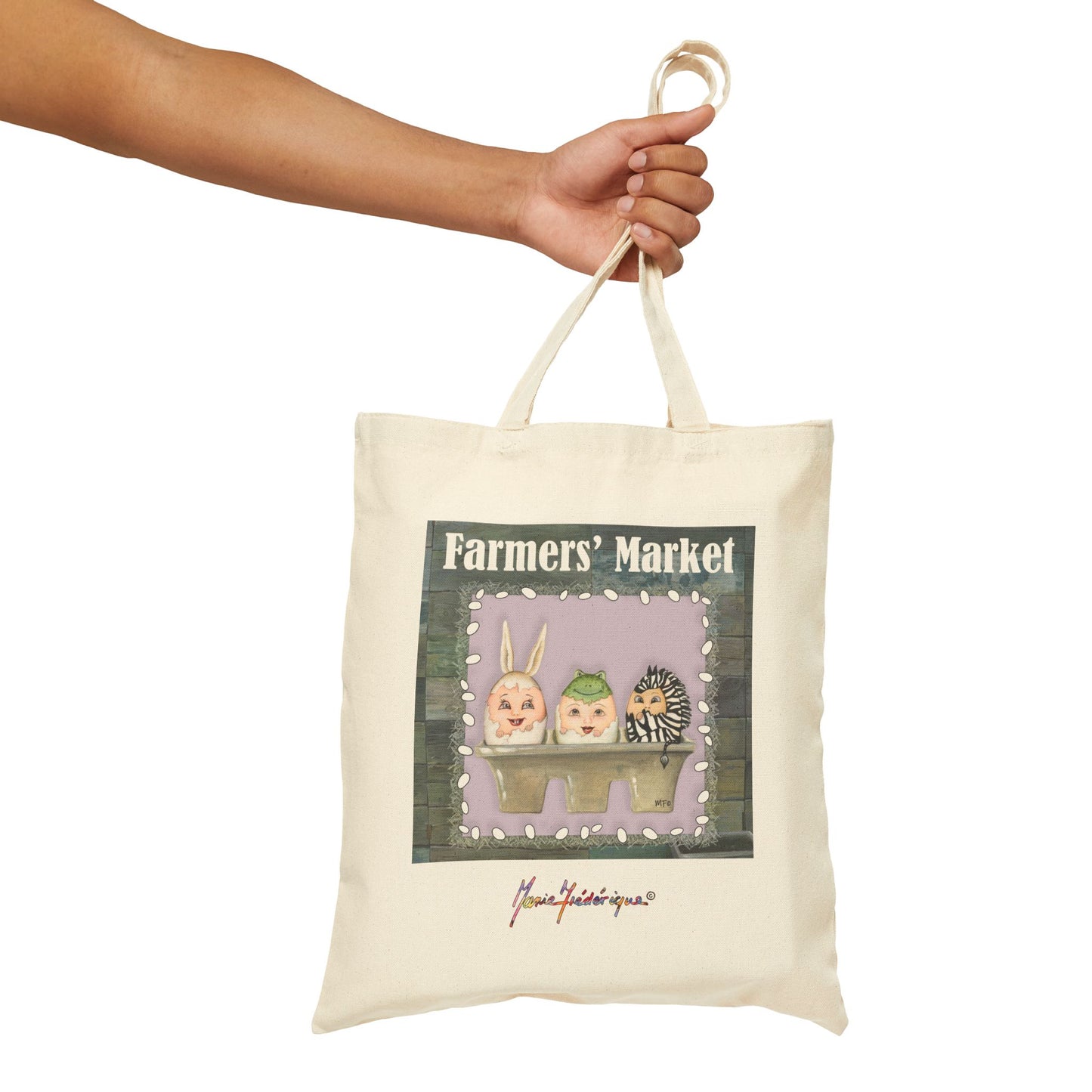 Farmers' Market Cotton Canvas Tote Bag - Eco-Friendly Shopping Bag for Produce and Groceries by artist Marie Frederique