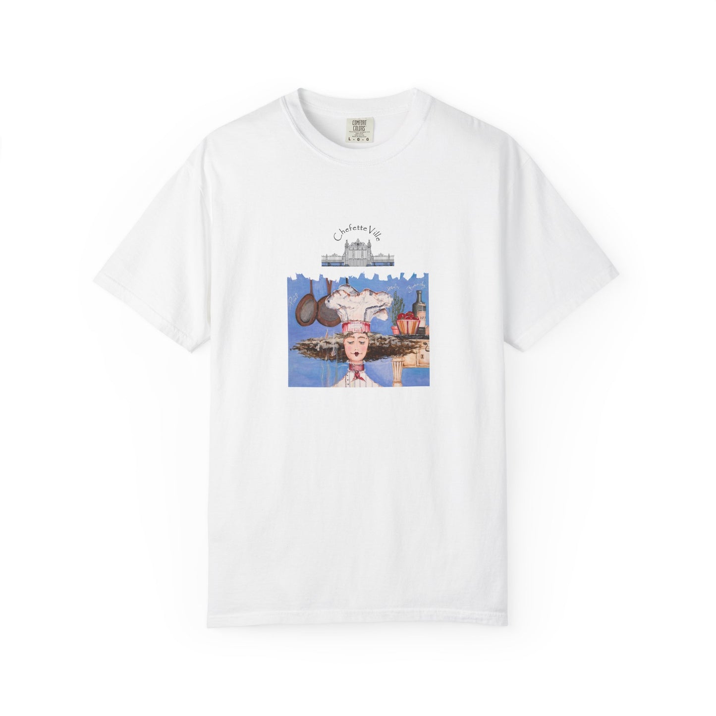 Crepes Suzette, French Collage T-Shirt - Chefetteville ‘La Petite Vie’ Artistic Graphic Tee by artist Marie Frederique