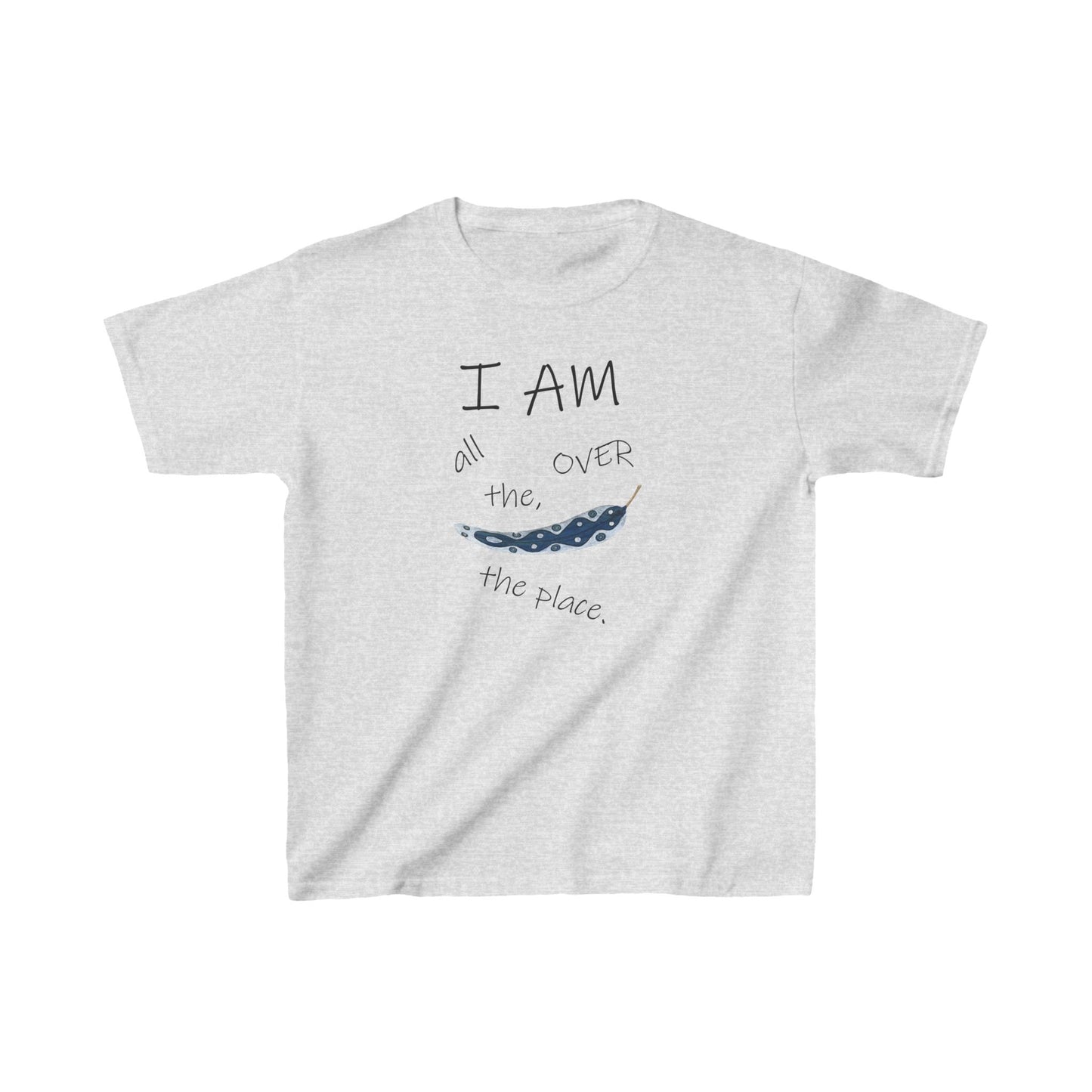 Painted Leaf "I AM all over the place" Kids Heavy Cotton™ Tee by artist Marie Frederique