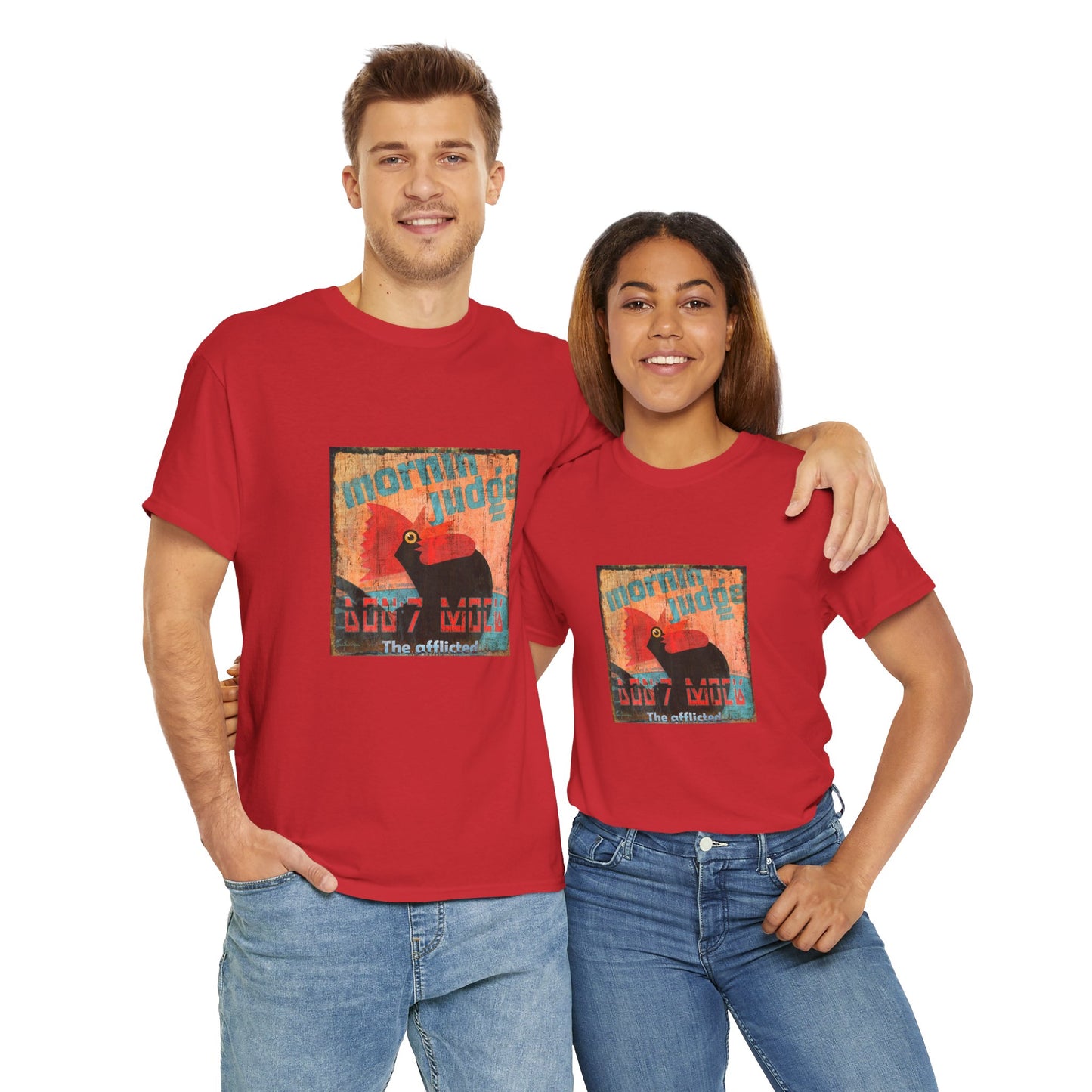 Retro Cockerel Good morning, Graphic Unisex Tee - by artist Marie Frederique
