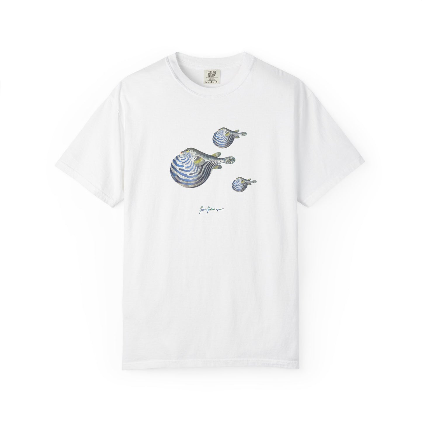 Blowfish Trio Graphic T-Shirt — Nautical Beach Vibes by artist Marie Frederique