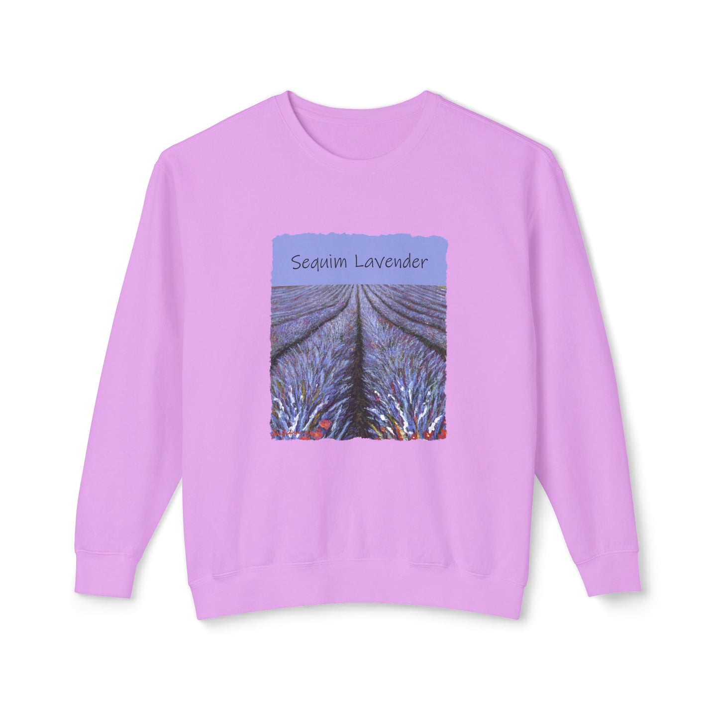 Lavender Field, Sequim WA - Unisex Lightweight Crewneck Sweatshirt by Artist Marie Frederique