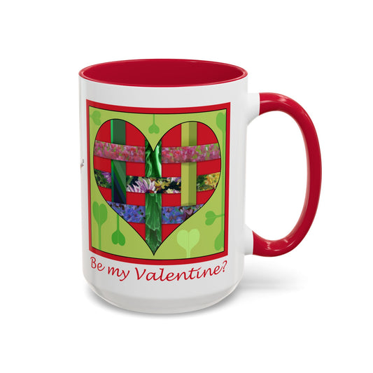 Valentine Red Multicolored Ribbon Heart - 11oz & 15oz Colorful Mug Gift by artist Marie Frederique