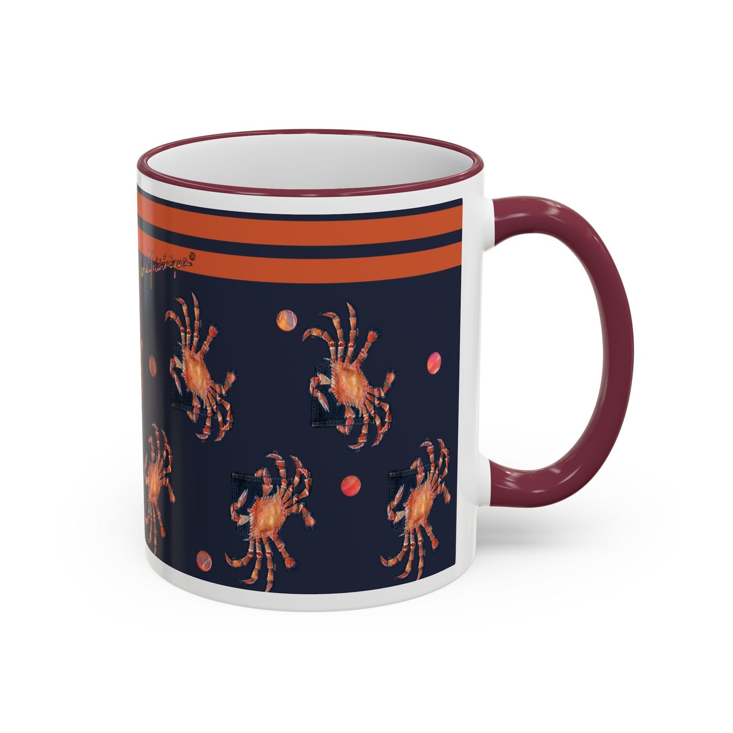 Cancer Zodiac Mug — Crab Accent Rim & Handle Coffee Cup (11oz/15oz) by artist Marie Frederique