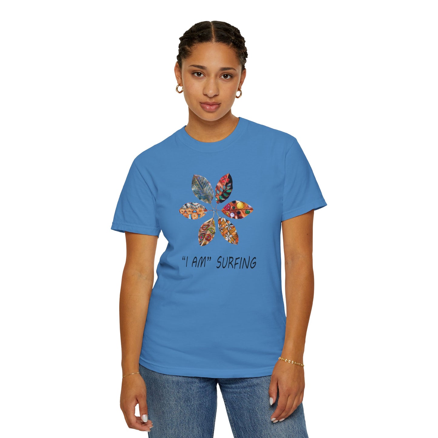 Leaf Wheel Unisex Surfing T-shirt by artist Marie Frederique