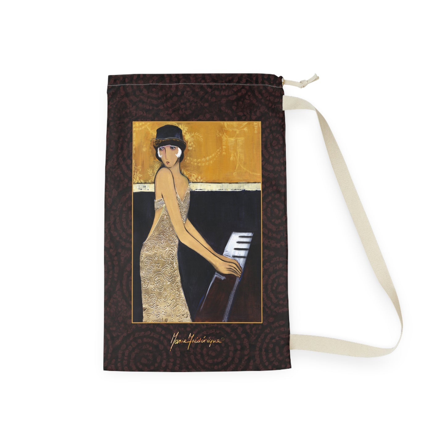 Vintage Jazz Pianist Laundry Bag —Designer Travel & Laundry Storage by artist Marie Frederique