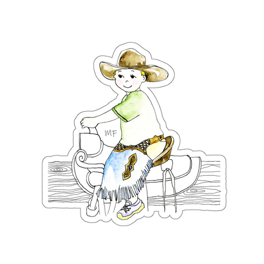 Giddy up Cowboy Sticker from a watercolor art print by Artist Marie Frederique