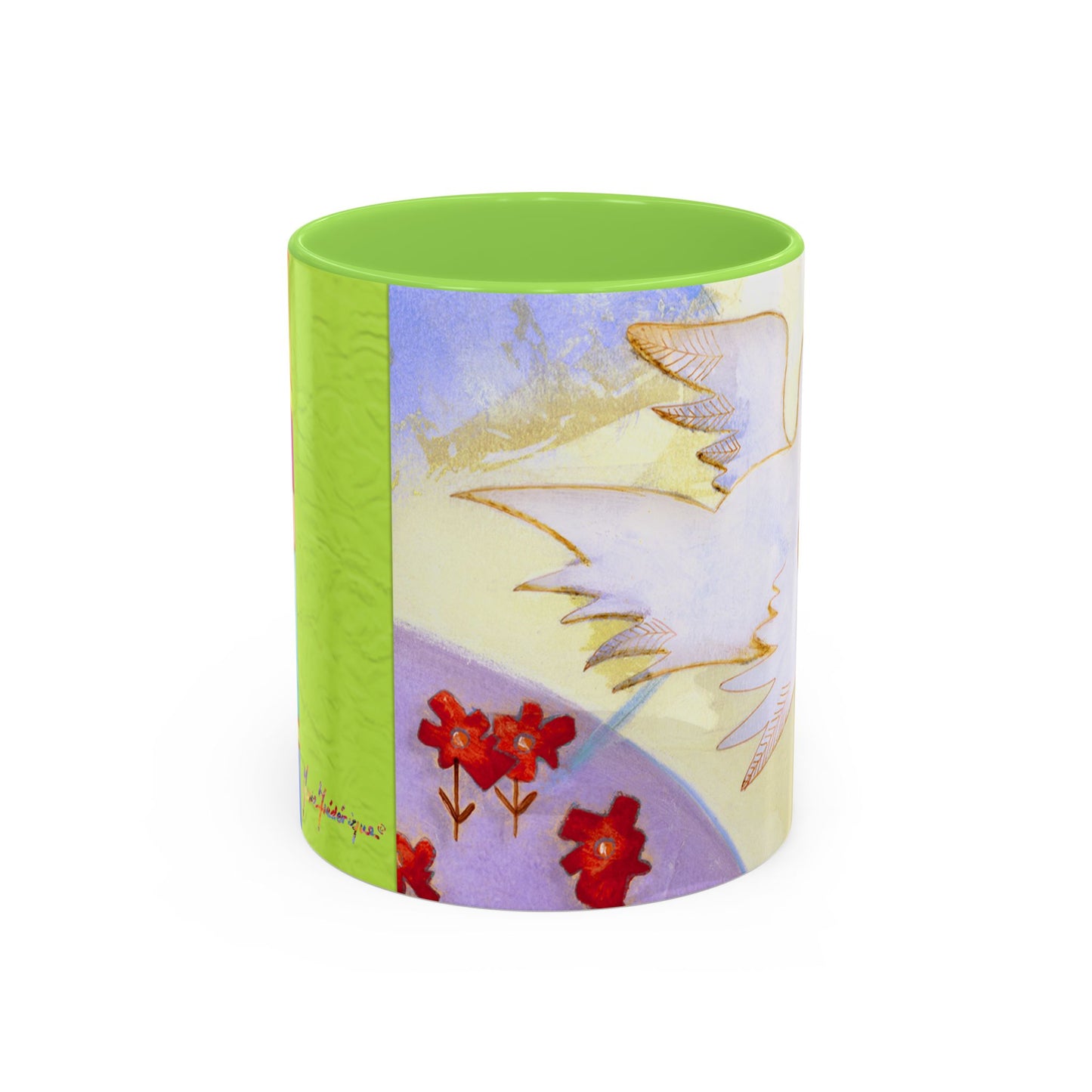 Colorful Dove, Peace offering - Colorful Mug by artist Marie Frederique