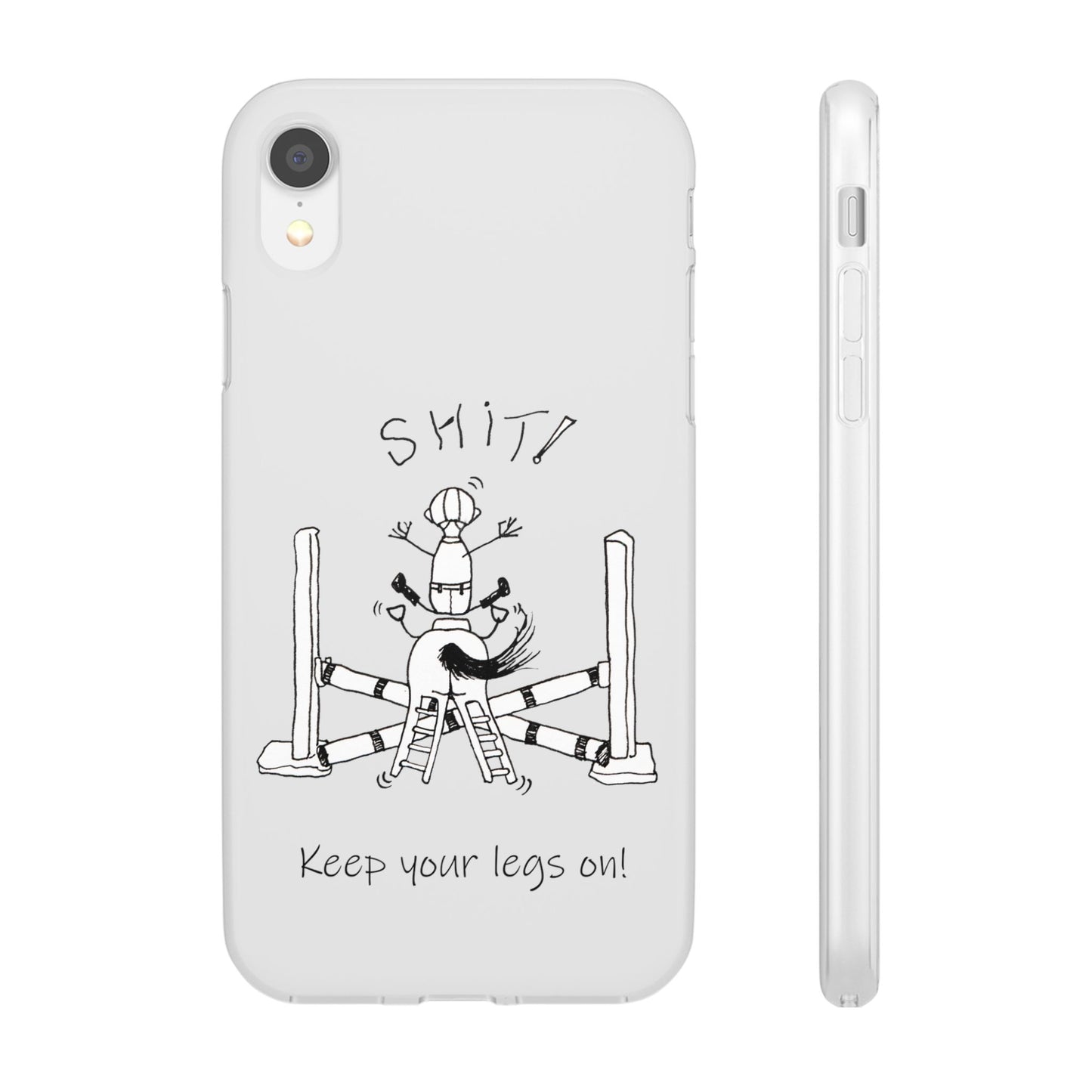 Equestrian Humor phone case - SHIT! "Keep your legs on!" Flexi Cases by artist Marie Frederique