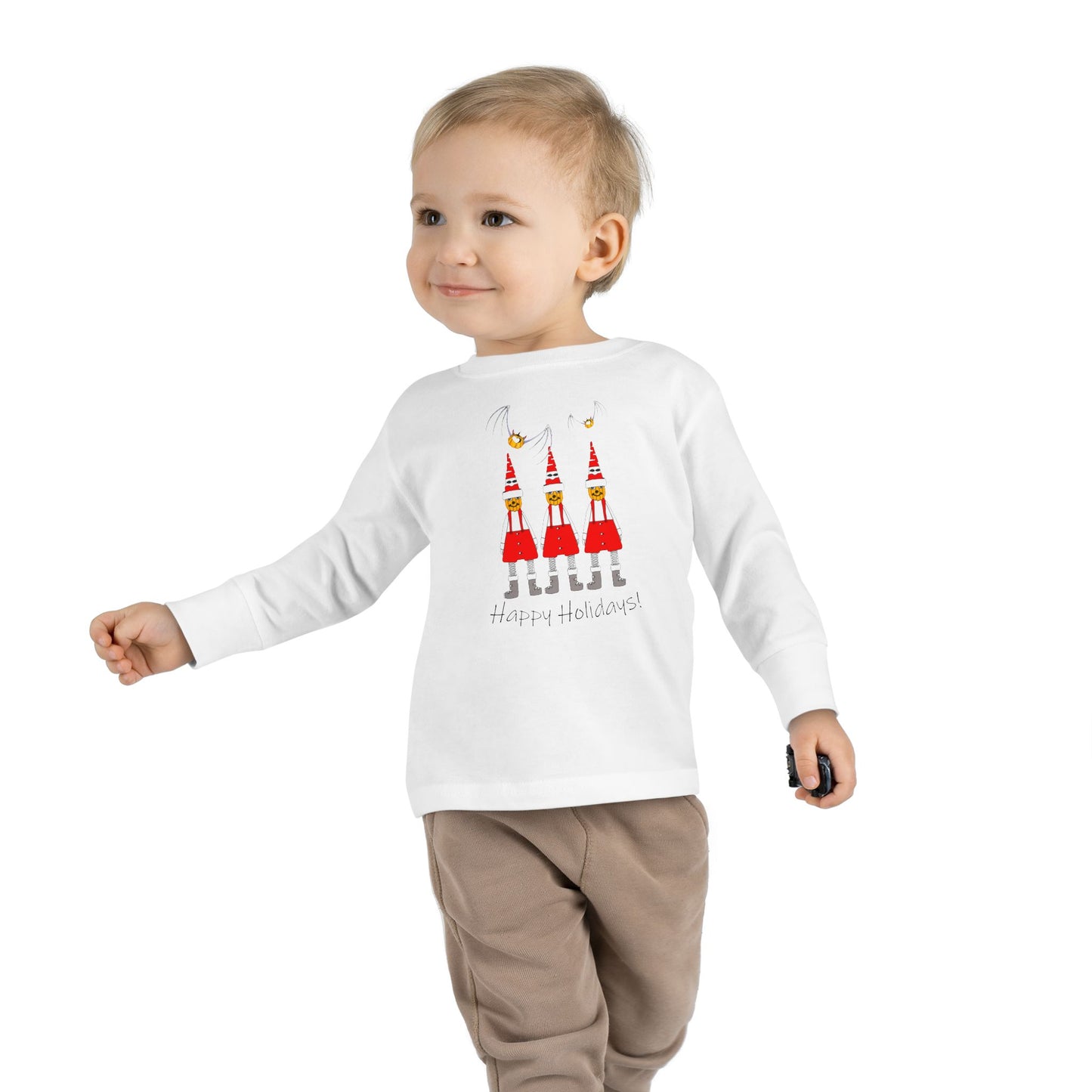 Holiday Pumpkin Santas - Toddler Long Sleeve Tee by artist Marie Frederique