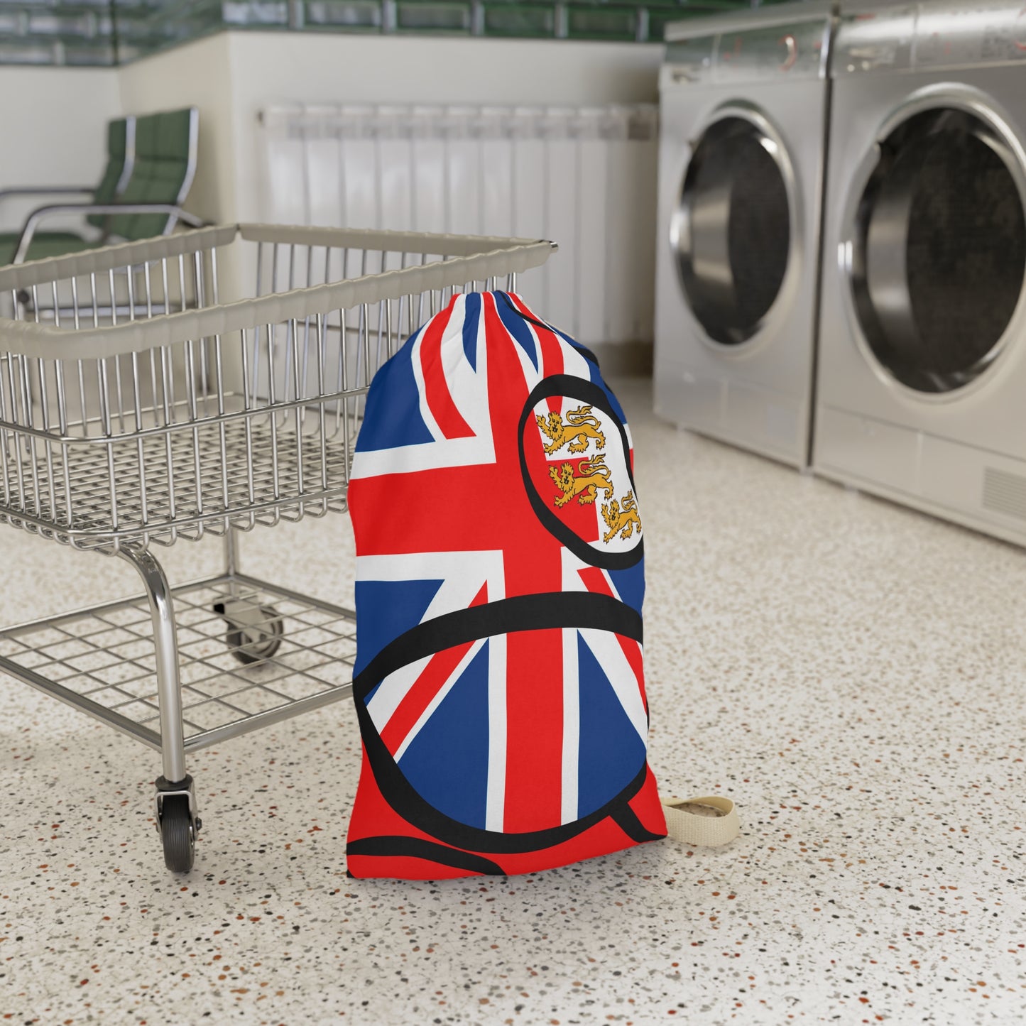 Union Jack Laundry Bag with 3 Lions - by artist Marie Frederique