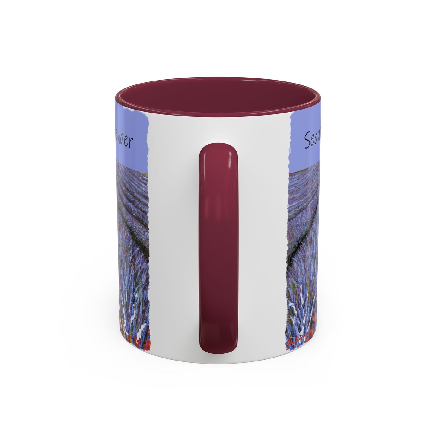 Lavender field Mug, Meet Me in the Fields Coffee Cup, by artist Marie Frederique