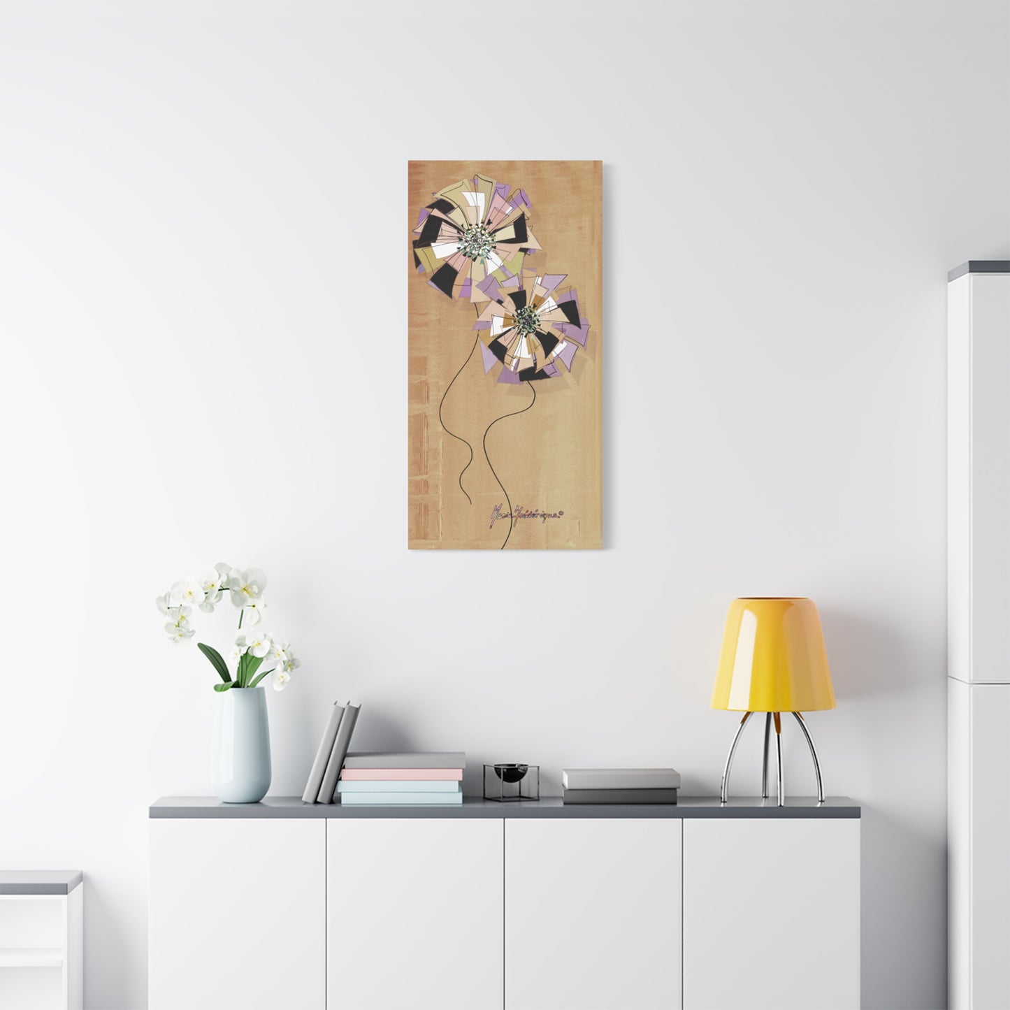 Floral Pinwheel Vertical Wall Canvas by artist Marie Frederique