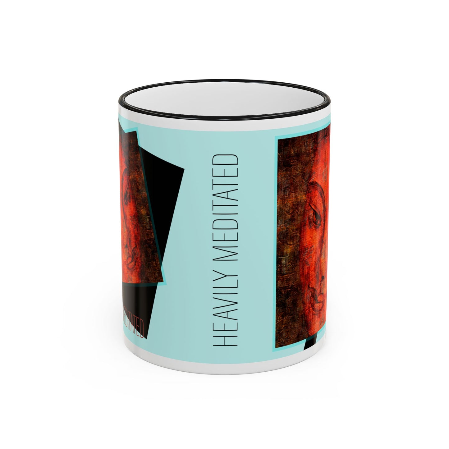Heavily Meditated Ceramic Accent Mug — Buddha Art Coffee Cup (11oz/15oz) by artist Marie Frederique