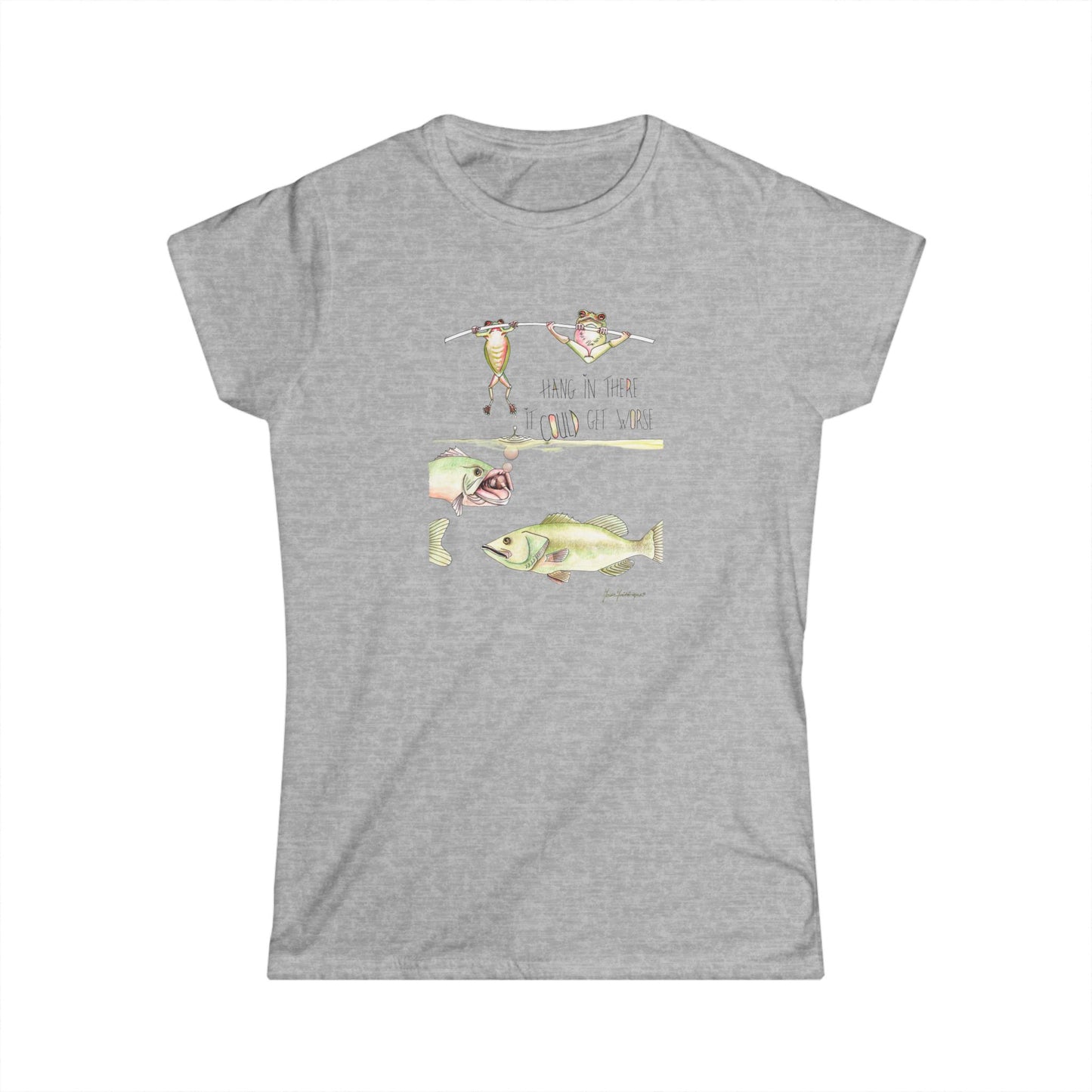 Whimsical Frog & Fish Illustration "Things could get worse" by artist Marie Frederique