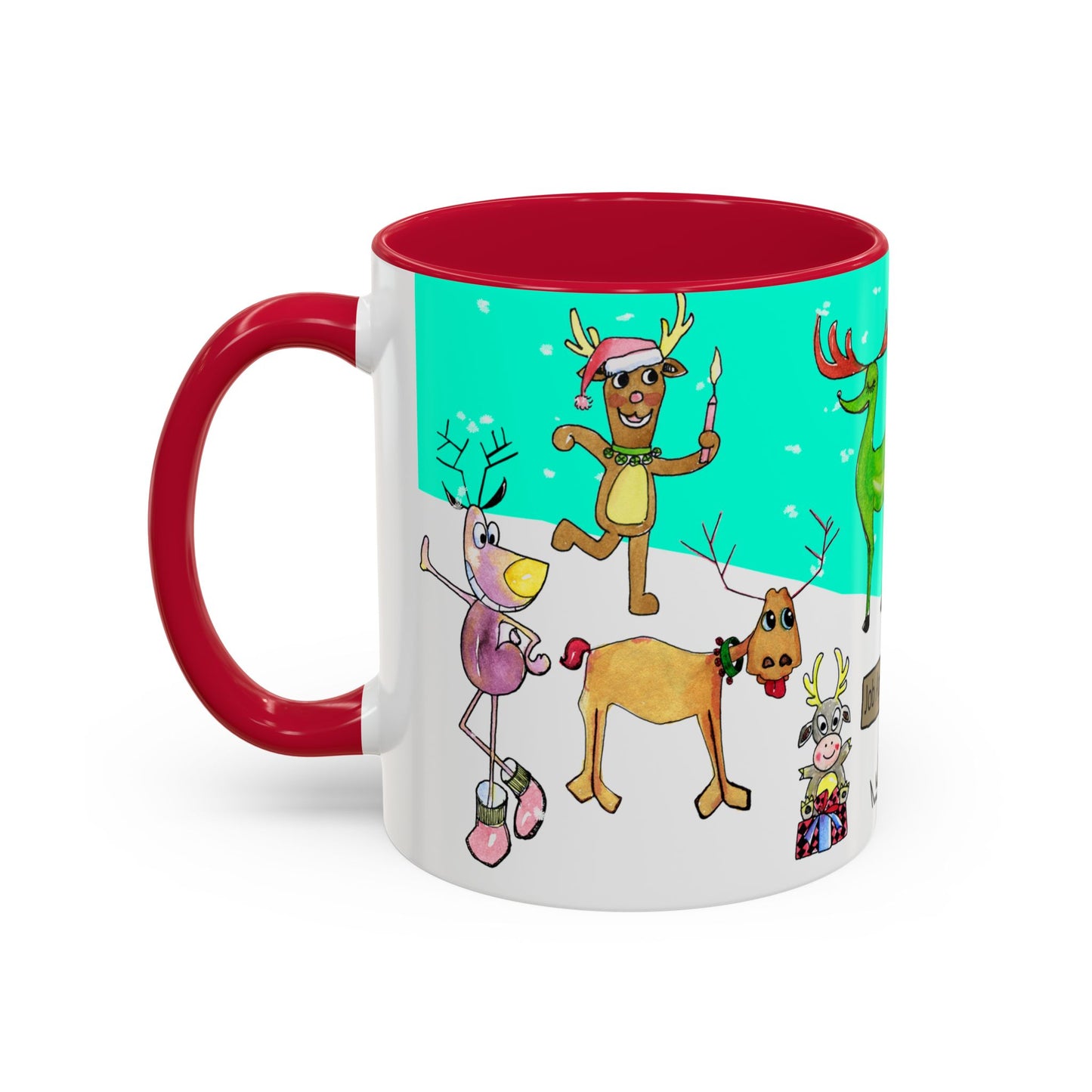 Santa's Job application line up, Christmas Mug, by artist Marie Frederique