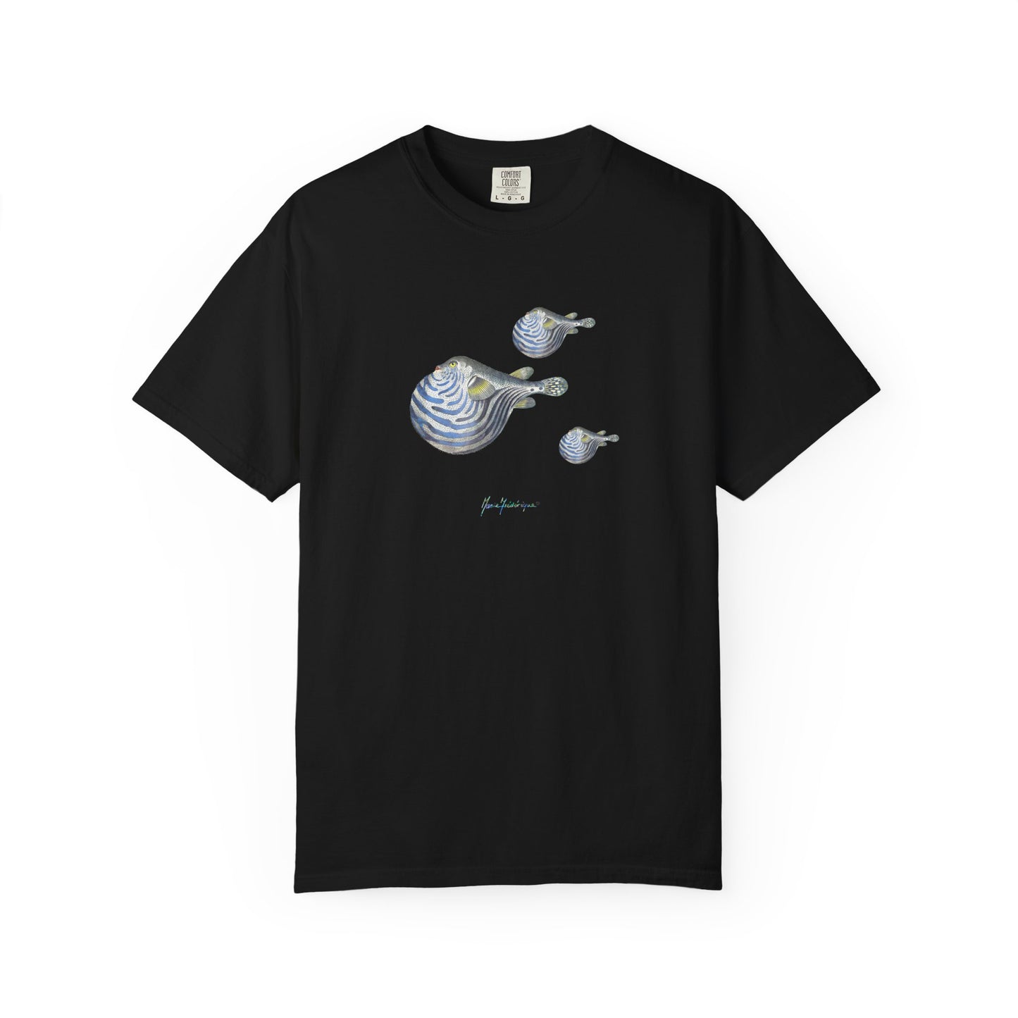 Blowfish Trio Graphic T-Shirt — Nautical Beach Vibes by artist Marie Frederique