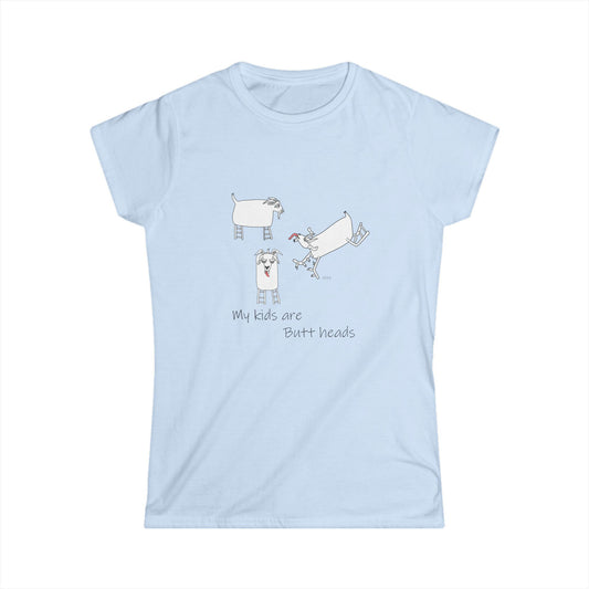 My Kids Are Butt Heads Women's Softstyle Tee - Fun and Comfortable Graphic T-Shirt by artist Marie Frederique