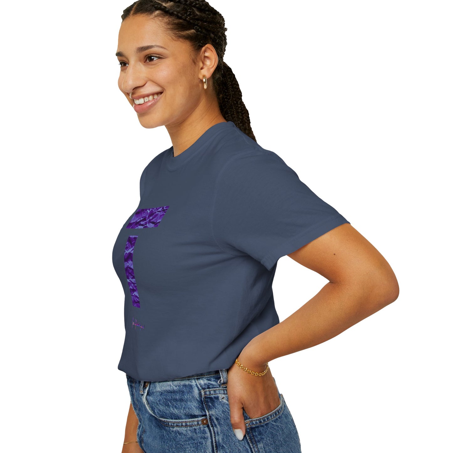 T symbol in violet, Star energy Unisex Garment-Dyed T-shirt by artist Marie Frederique