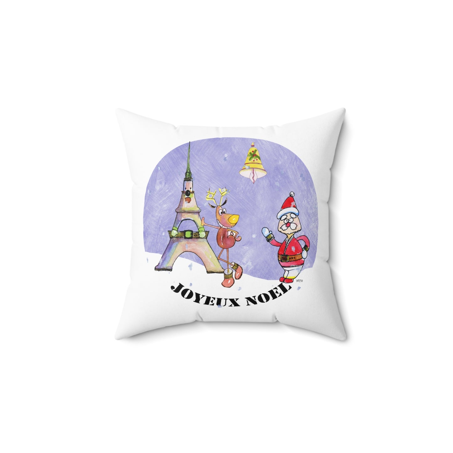 Christmas Square Pillow "Joyeux Noel" by artist Marie Frederique