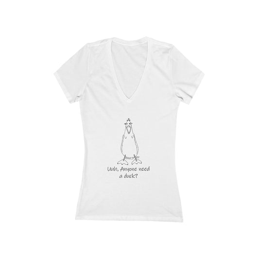 Uuh, Anyone need a duck? - Women's Jersey Short Sleeve Deep V-Neck Tee by artist Marie Frederique