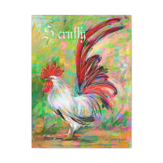 Vibrant Rooster, SCRUFFY Canvas Wall Art by artist Marie Frederique