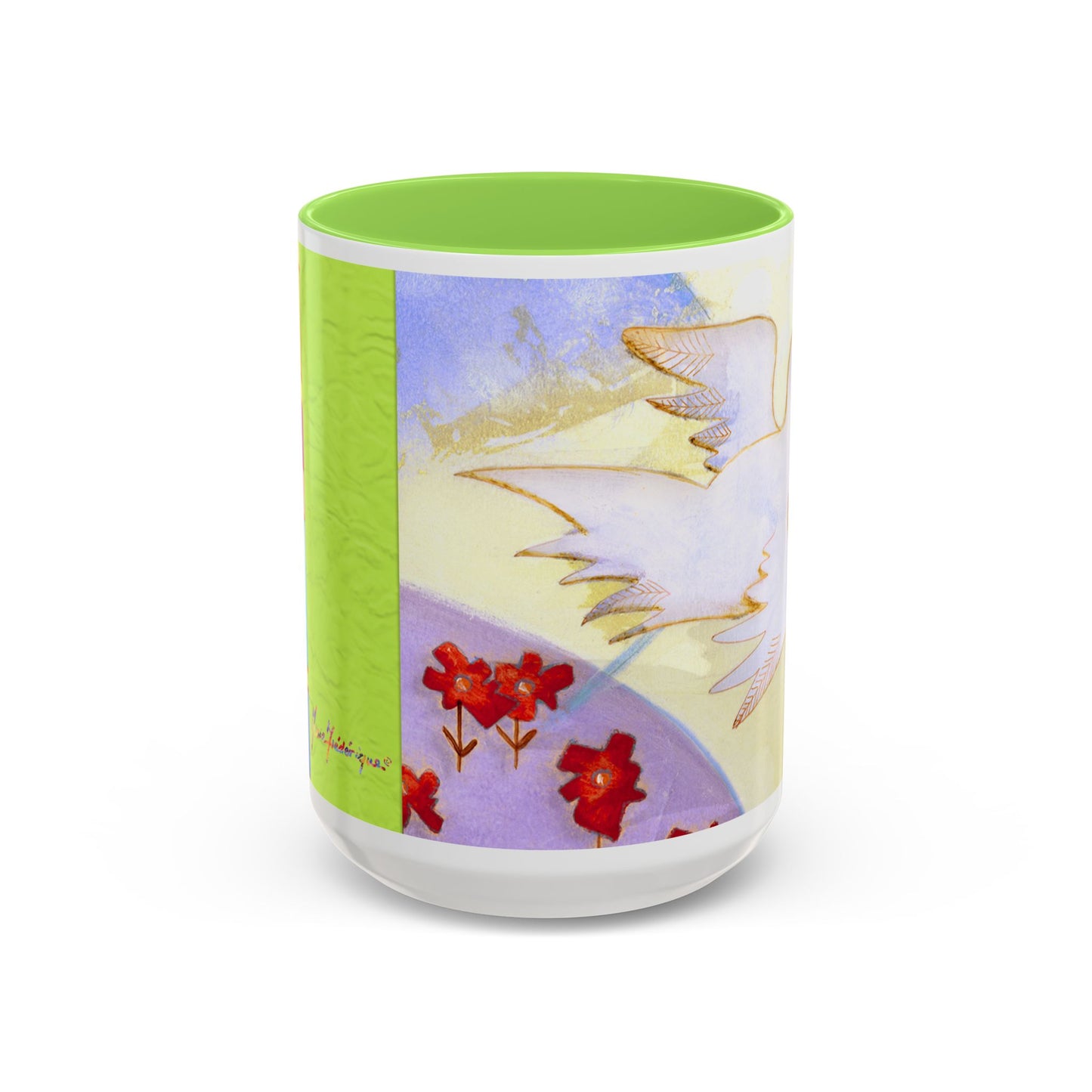 Colorful Dove, Peace offering - Colorful Mug by artist Marie Frederique