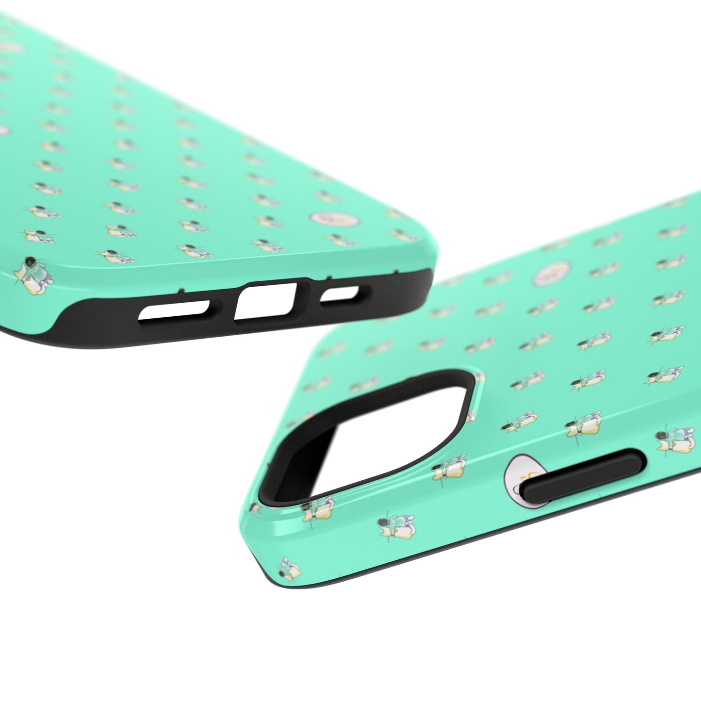 CTS Aqua - repeat pattern boy and dog, Impact-Resistant Phone Cases by artist Marie Frederique