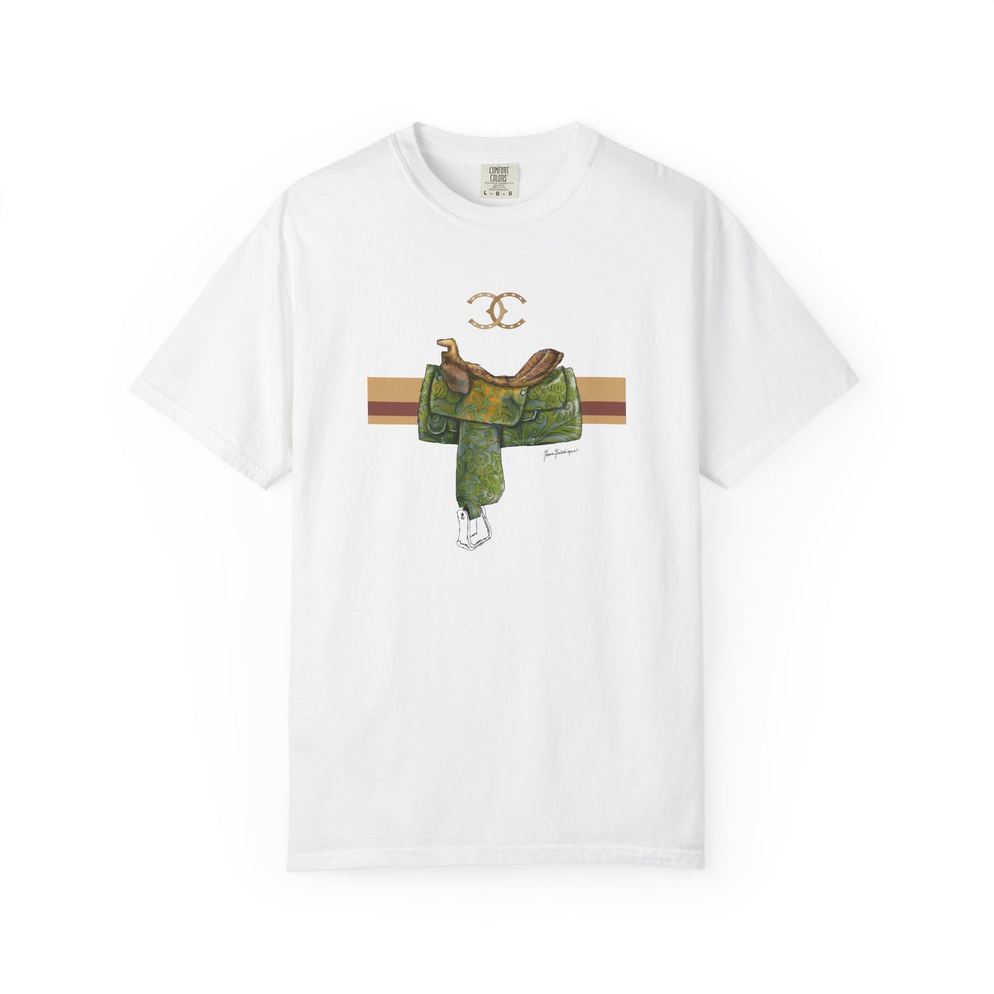 Western Saddle Equestrian Graphic T-Shirt by artist Marie Frederique