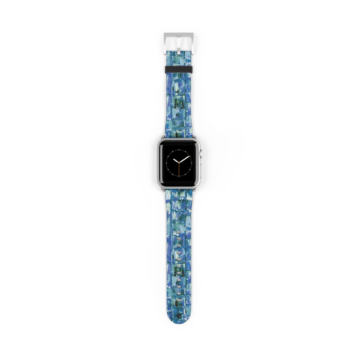 Abstract Series, Fun Blue & White toned pallet knife faux leather Watch Band by artist Marie Frederique