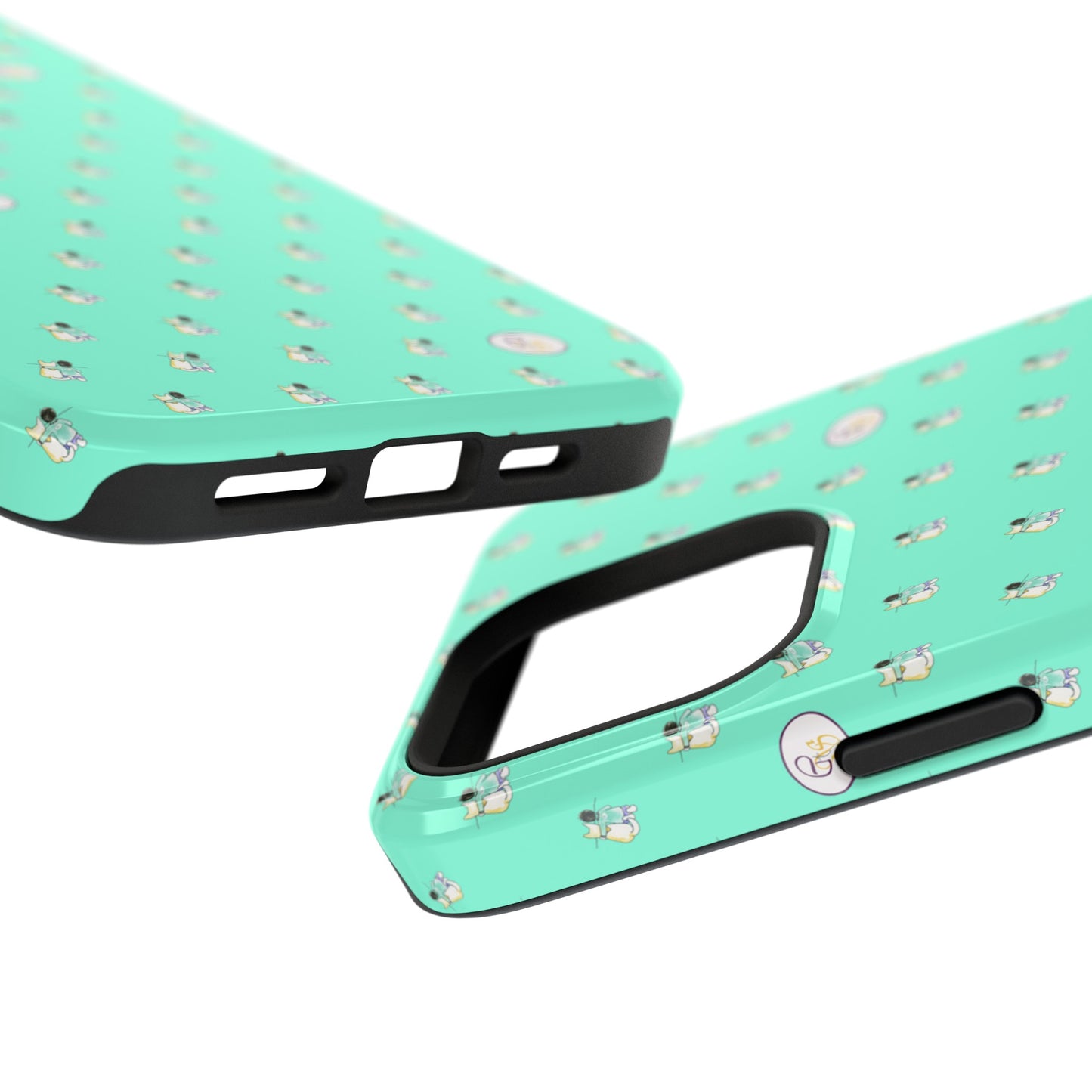 CTS Aqua - repeat pattern boy and dog, Impact-Resistant Phone Cases by artist Marie Frederique