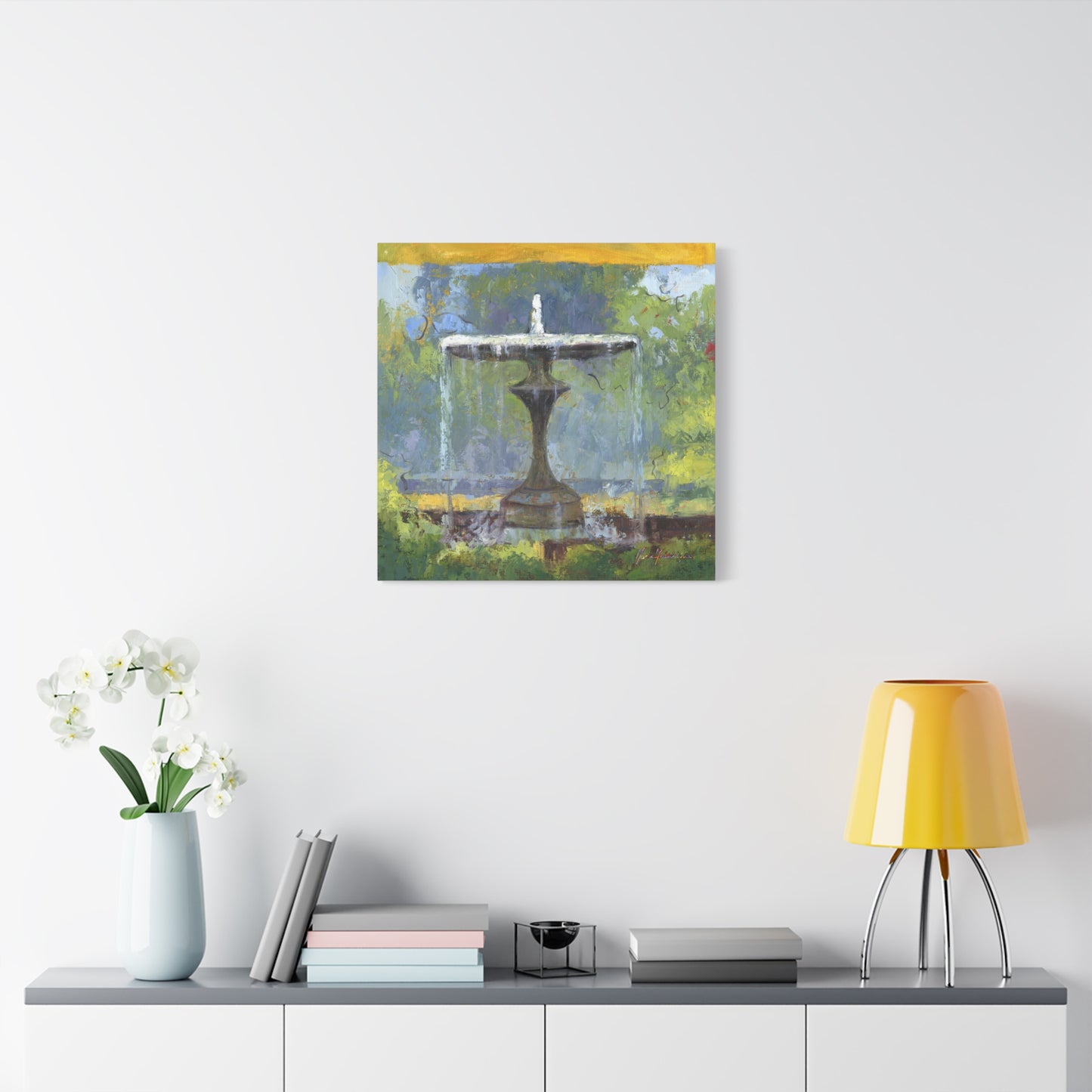 Fountain in the garden, Canvas art print by artist Marie Frederique