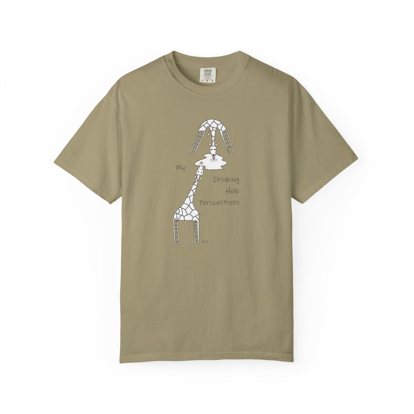Giraffe T-shirt "My Drinking Hole Perspectives" - by artist Marie Frederique