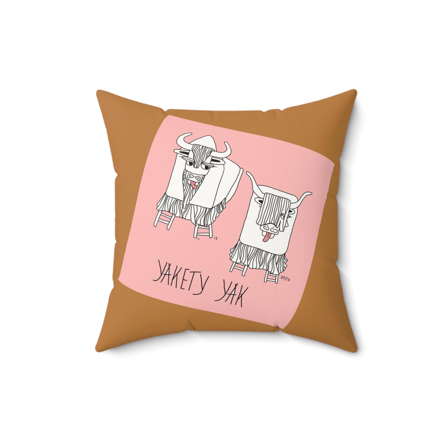 Whimsical Yak Decor Pillow - Faux Suede Square Cushion for Cozy Spaces by artist Marie Frederique