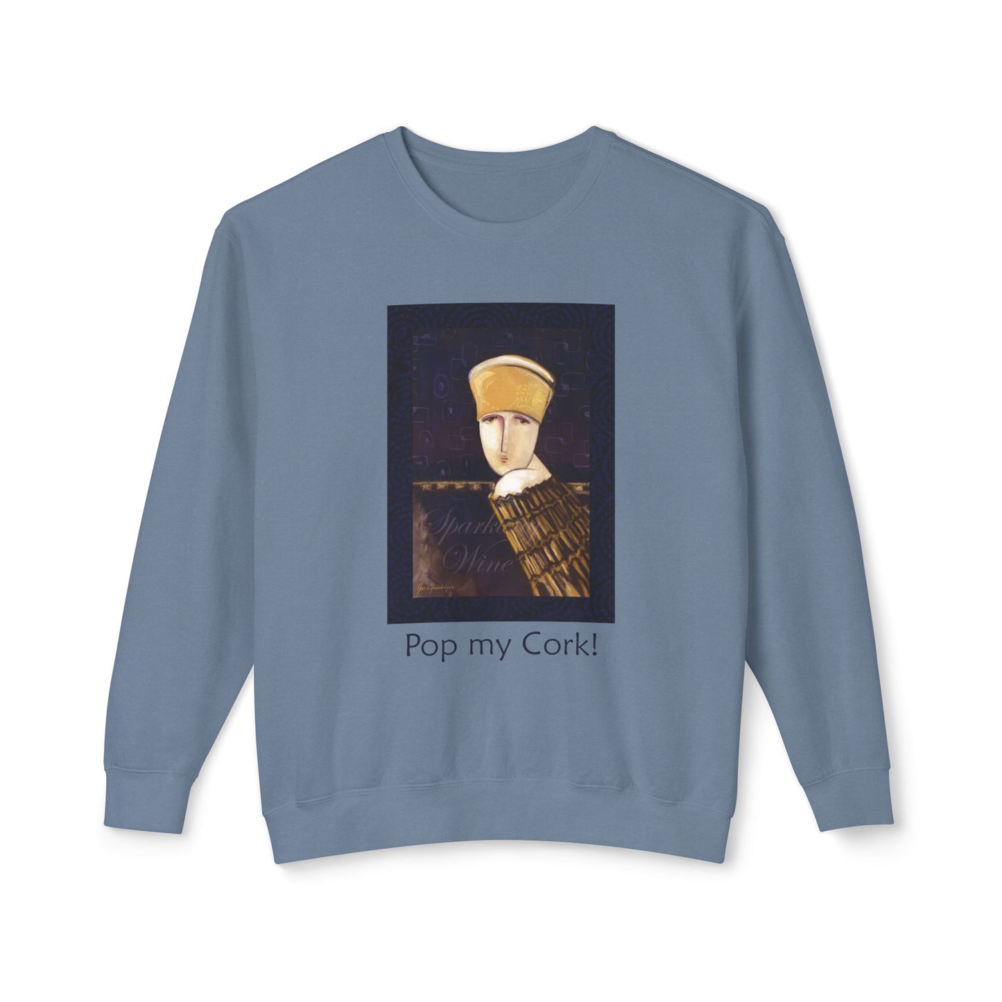 Champagne Bottle Lightweight Sweatshirt - Pop My Cork Celebration Apparel by artist Marie Frederique