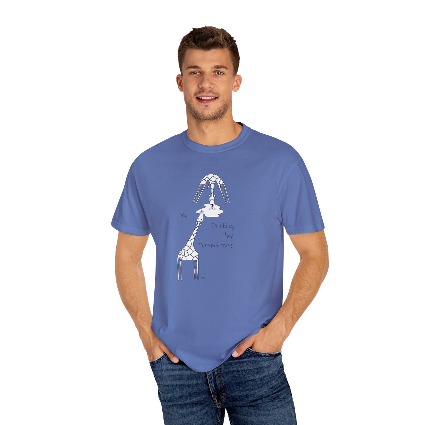 Giraffe T-shirt "My Drinking Hole Perspectives" - by artist Marie Frederique