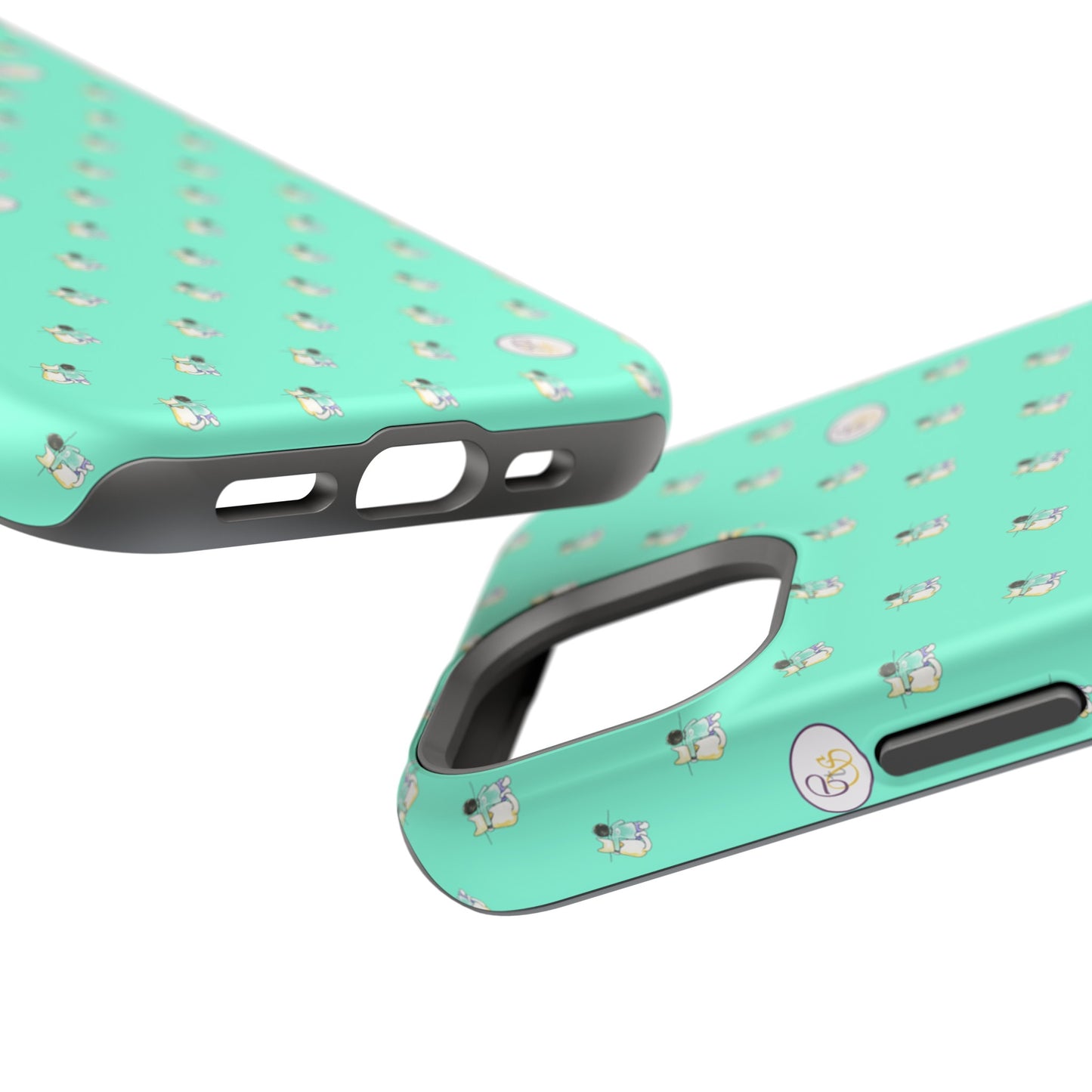 CTS Aqua - repeat pattern boy and dog, Impact-Resistant Phone Cases by artist Marie Frederique