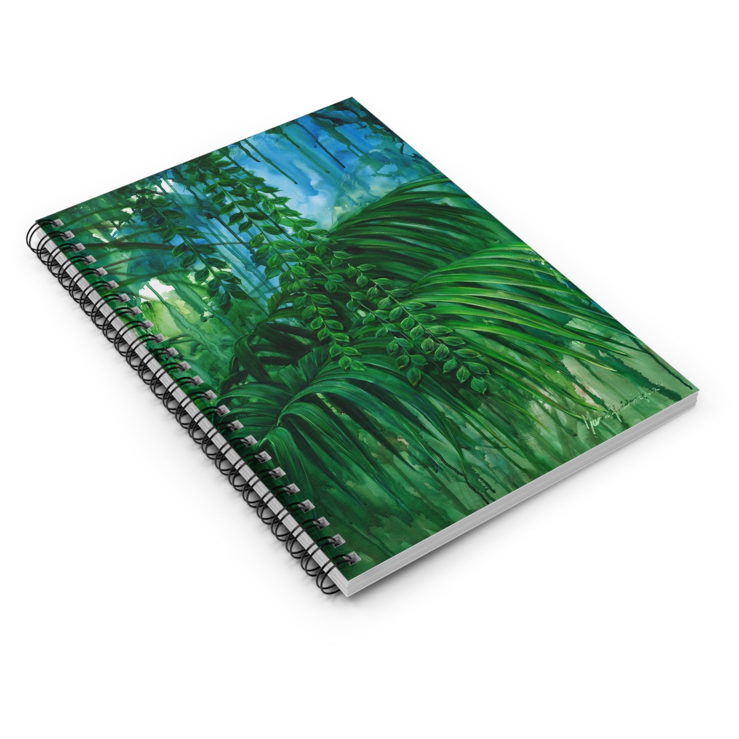 Green jungle leaves - Spiral Notebook - Ruled Line by Artist Marie Frederique