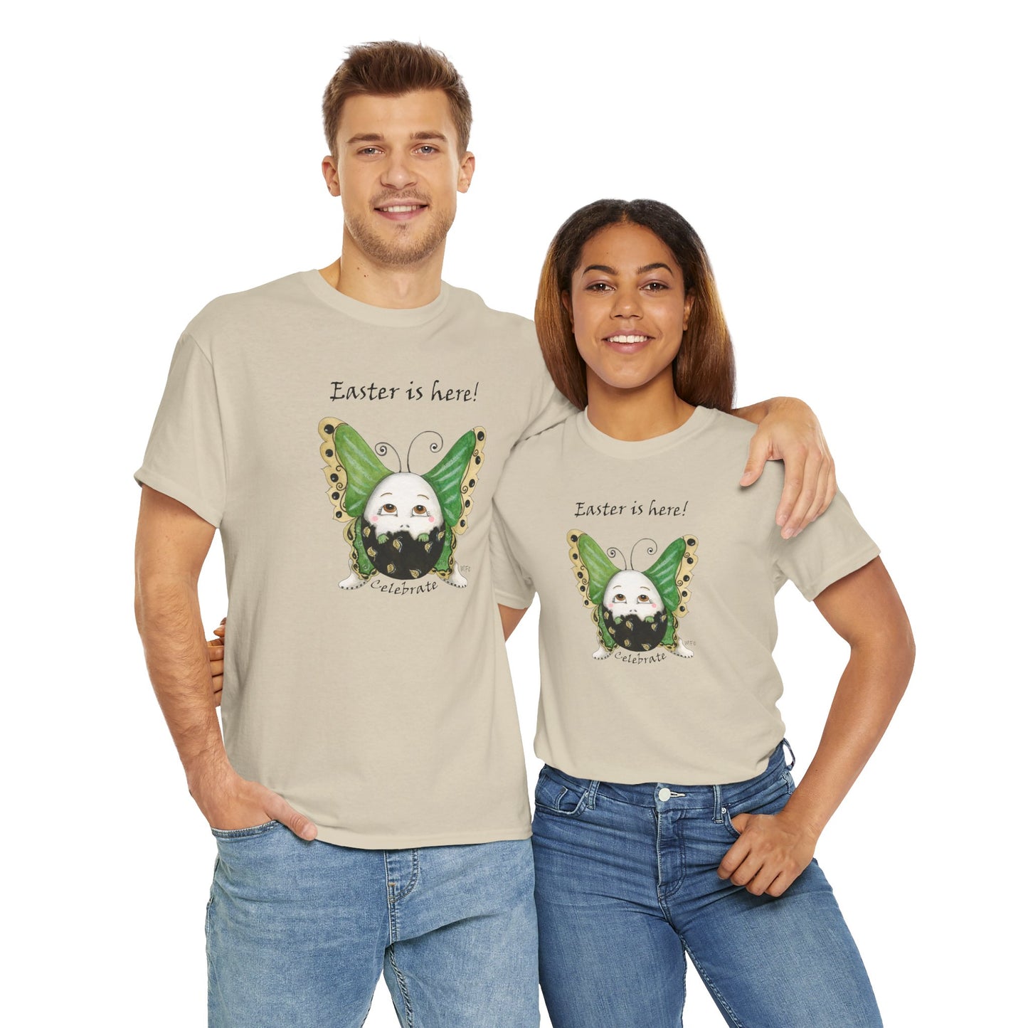 Easter Whimsical Celebration - Unisex Heavy Cotton Tee by artist Marie Frederique