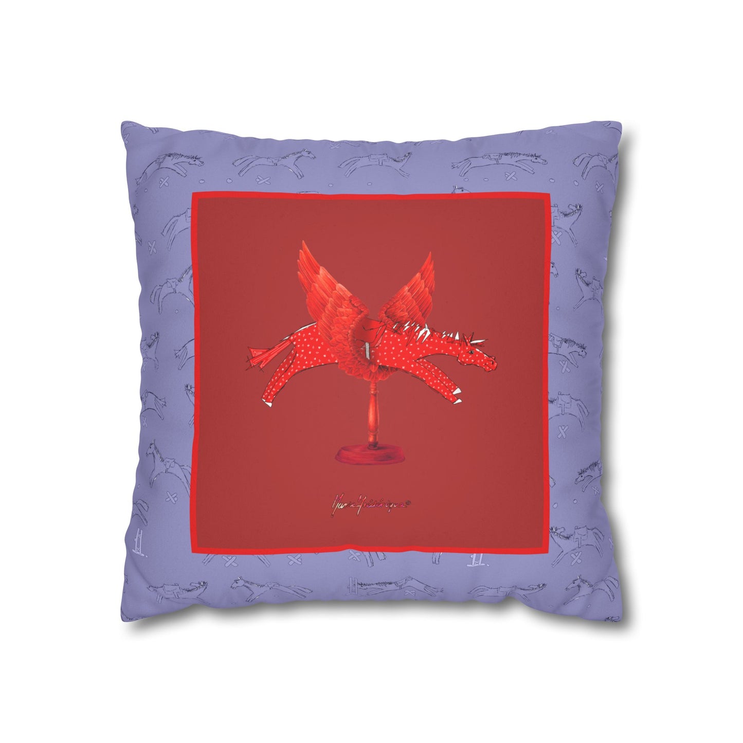 Chestnut horse Faux Suede Pillowcase — Whimsical Animal Decorative Cushion Cover by artist Marie Frederique