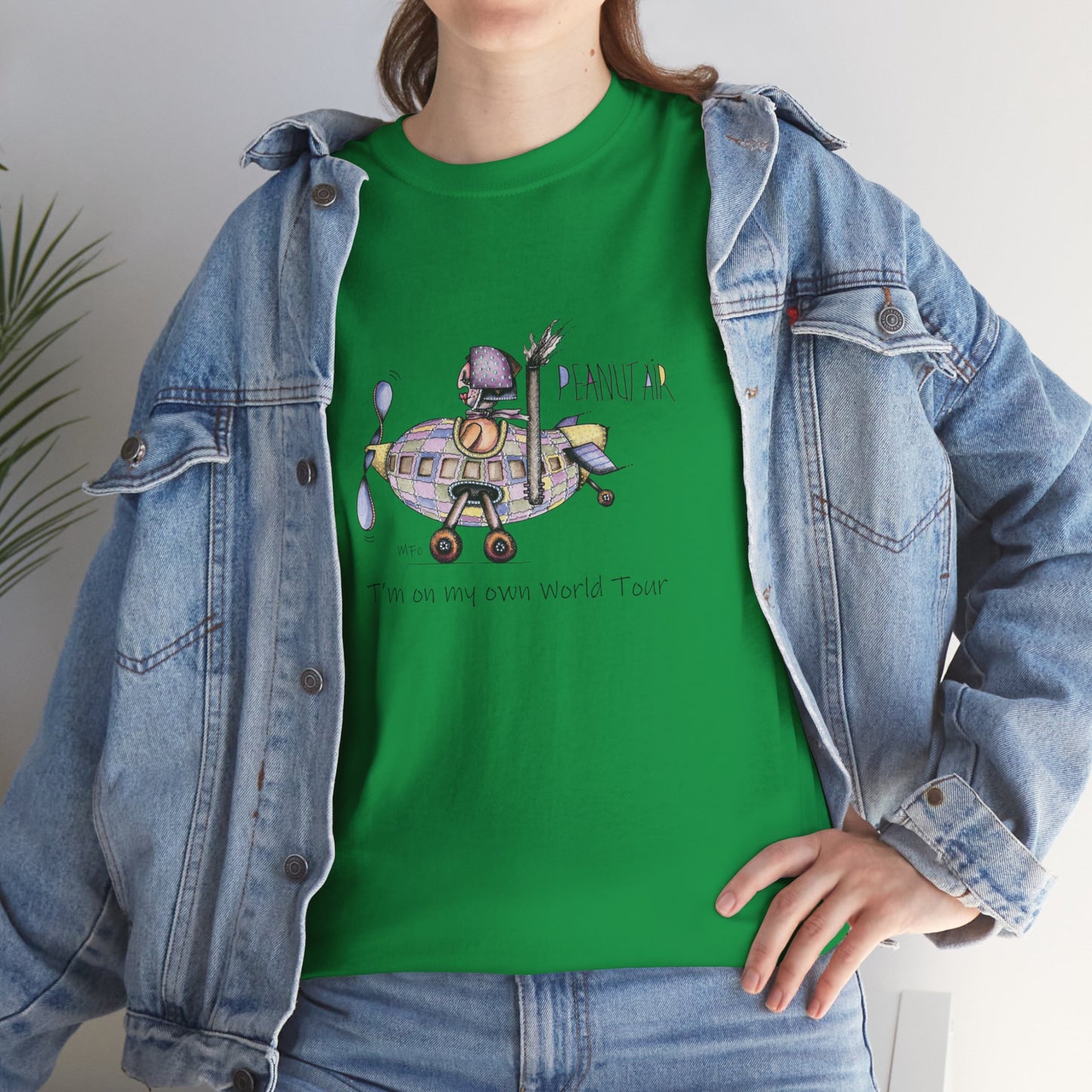 PEANUT AIR, I'm on my own World Tour! - Unisex Heavy Cotton Tee by Marie Frederique art in 5 colors (S - 5XL)