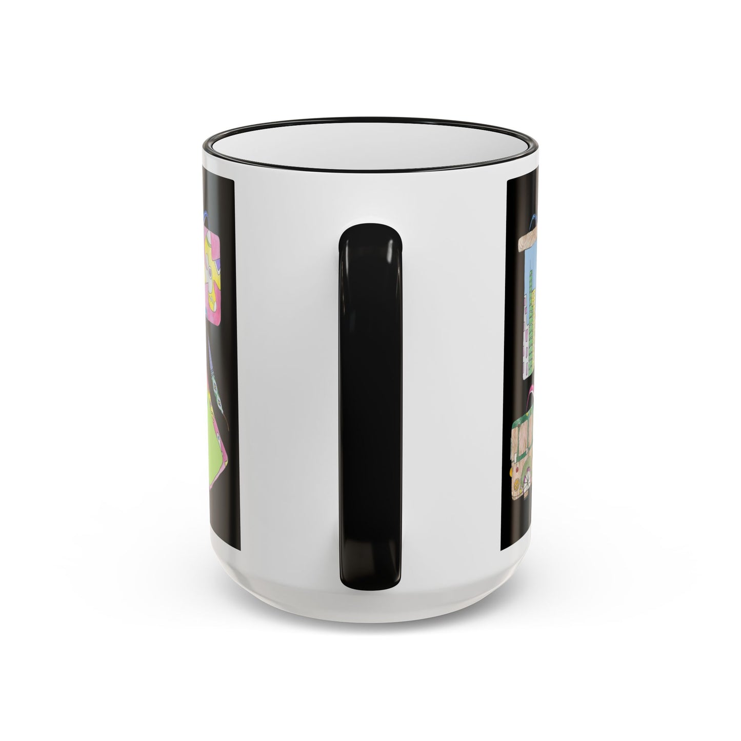 Vacation Fun Flip-Flop Accent Rim Mug — 11oz/15oz Ceramic Coffee Cup by artist Marie Frederique