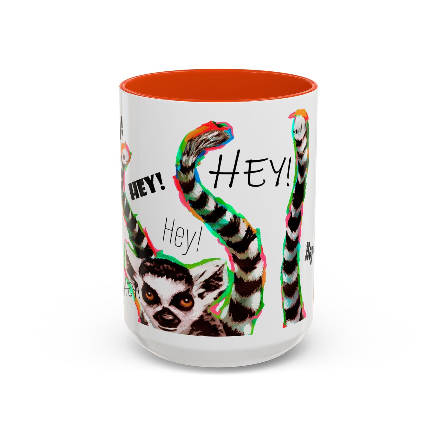 Lemurs from Madagascar scrambling to say "Hey!" - Colorful Mug by Artist Marie Frederique