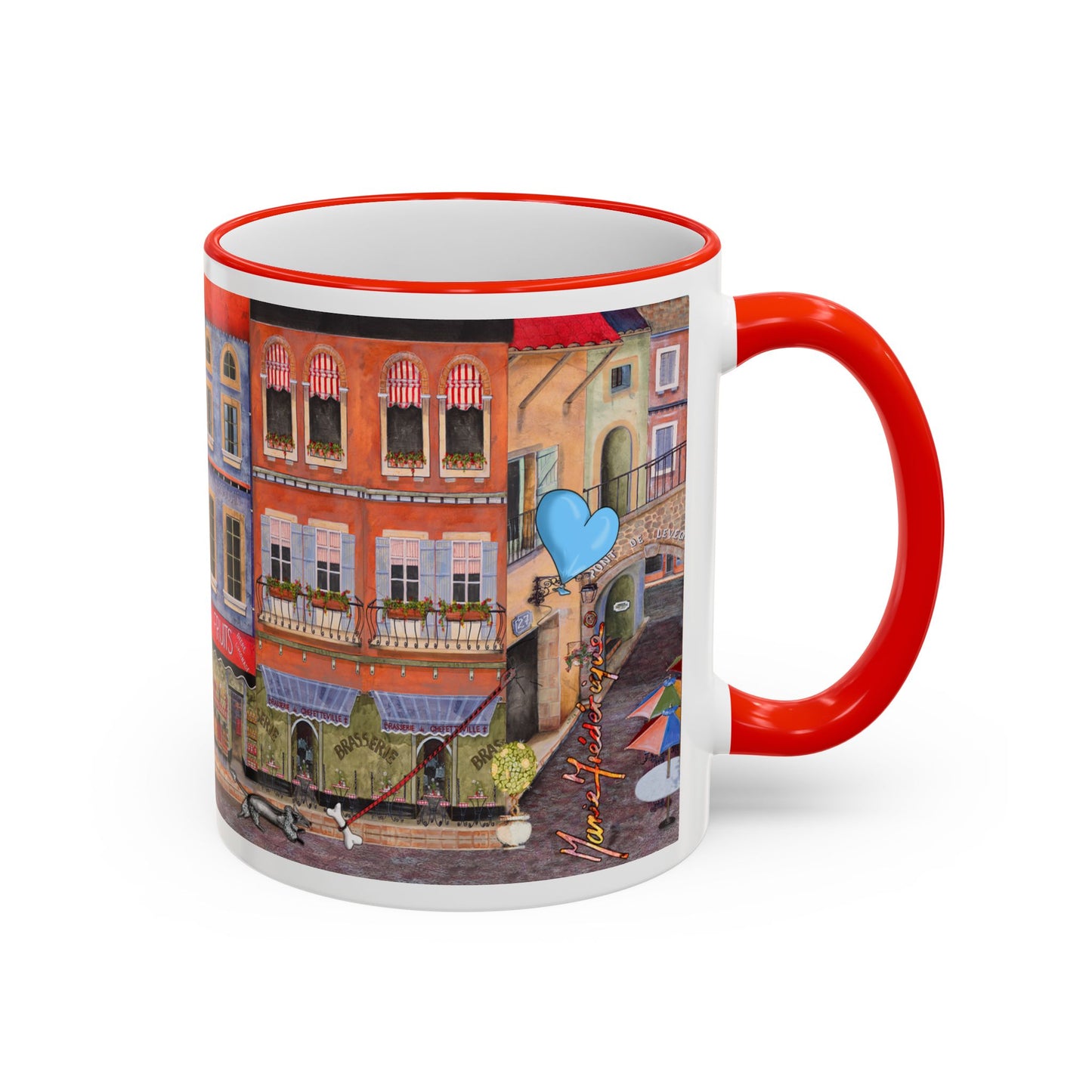 Chefetteville, Street Café Mug (11oz/15oz) - European Village Art by artist Marie Frederique