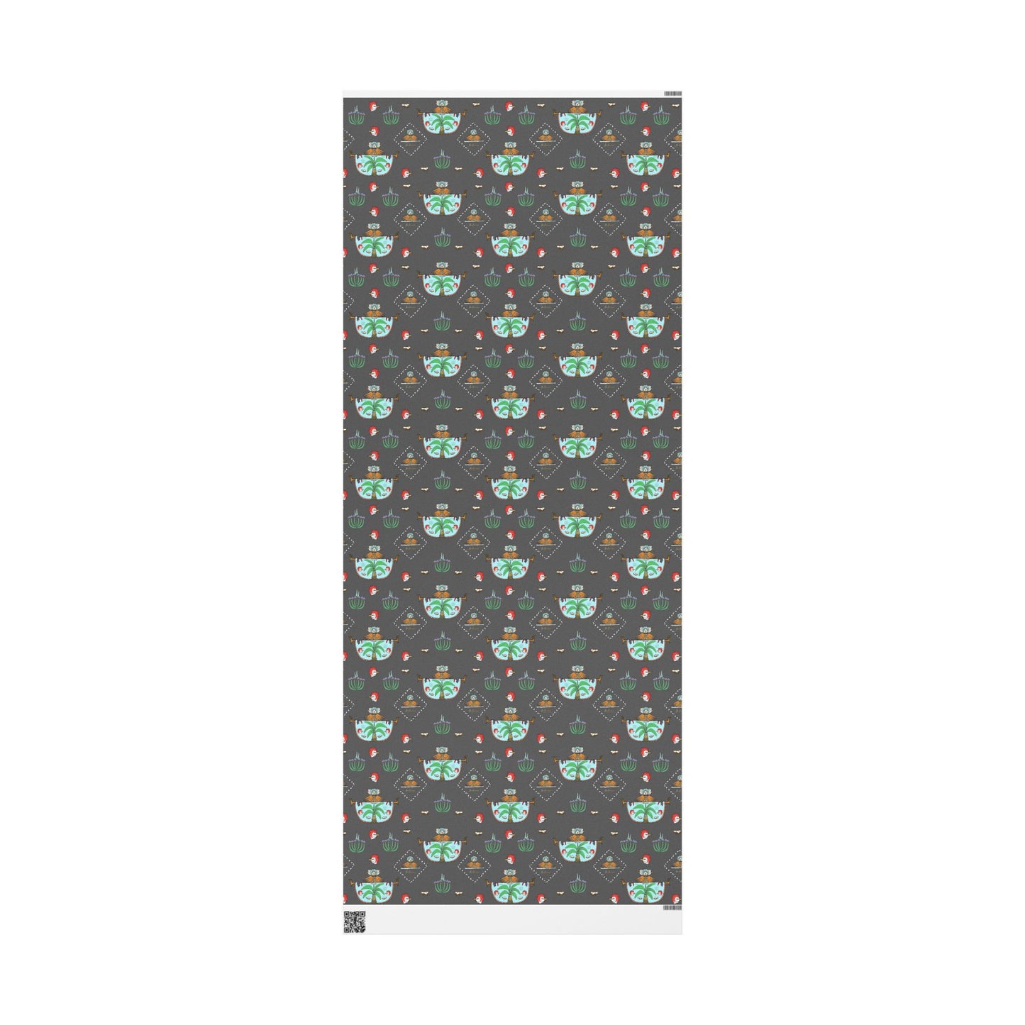Chicken Dancing Pattern on Charcoal Background Wrapping Paper by artist Marie Frederique