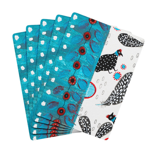 Guinea Fowl Blue Artistic Bridge/Poker Playing Cards Set - Unique Design for Game Night by artist Marie Frederique