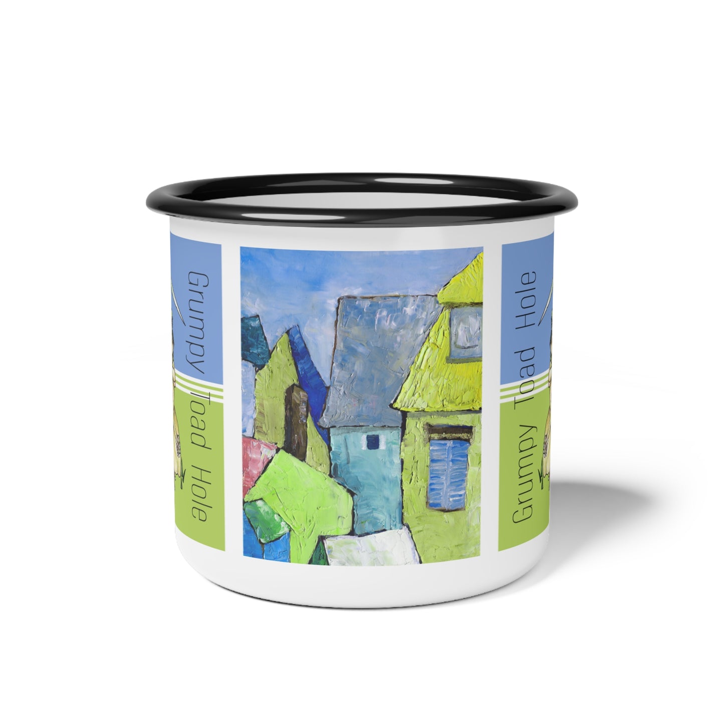 Grumpy Toad Coffee Lover's Mug, Metal mug by artist Marie Frederique